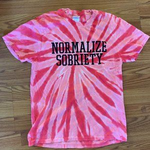 Normalize Sobriety Pink Tie Dye Tee Port and Company